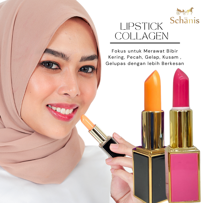 SCHANIS COLLAGEN LIPSTICK Magic Lipstik Ikut Darah Gincu Rawat Bibir Lips Gloss Lembap Halal