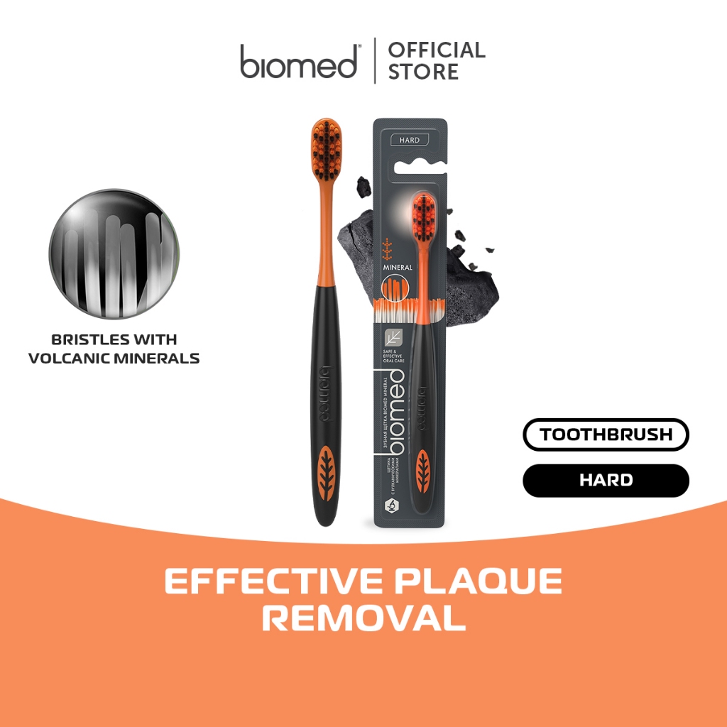 Biomed Mineral Toothbrush Hard - Blue/Black | Protect against tartar, Melindungi karang gigi| Berus Gigi Keras, 硬毛牙刷