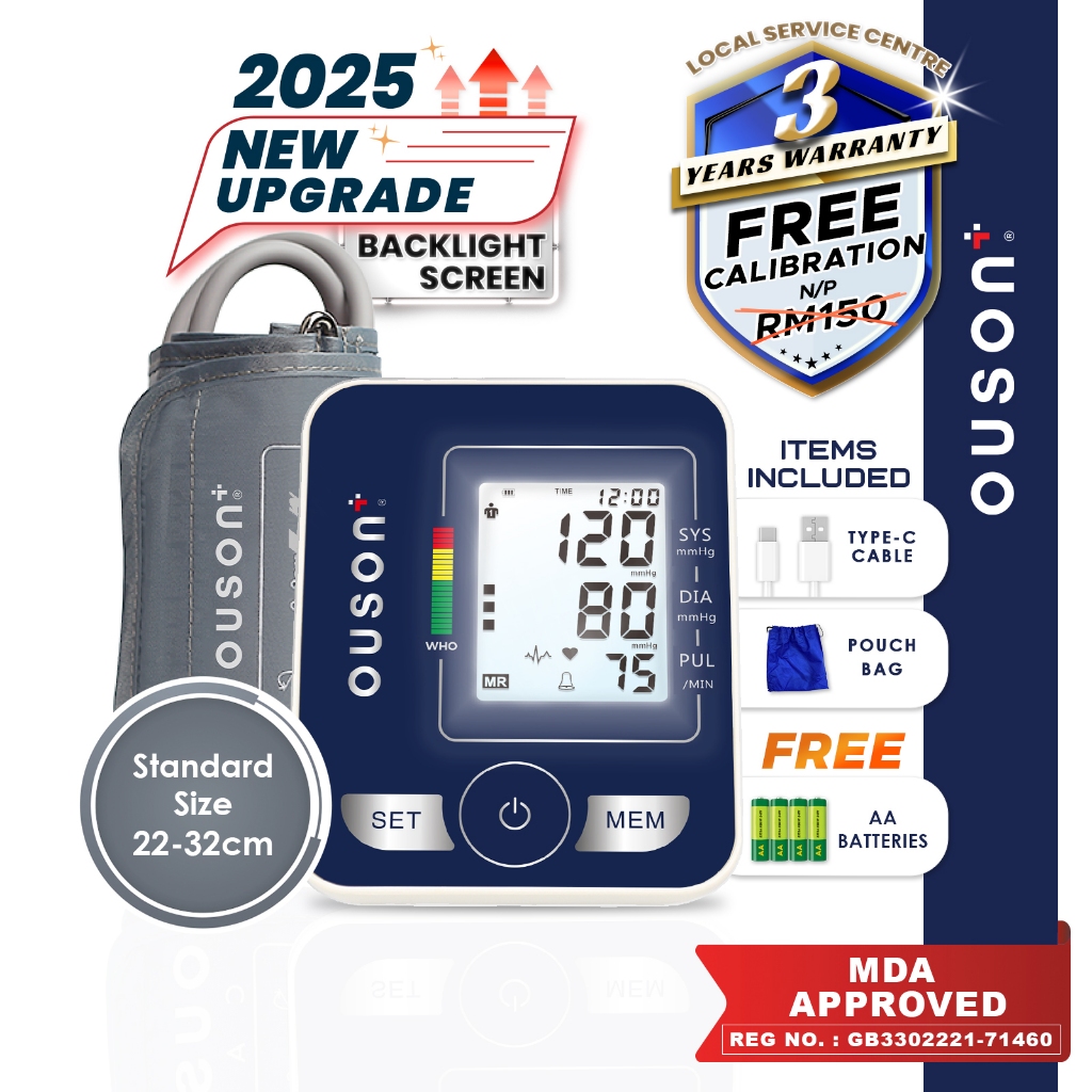 Ouson Digital Blood Pressure And Heart Beat Monitor Arm Cuff Lcd Display 2 User Mesin Tekanan Darah