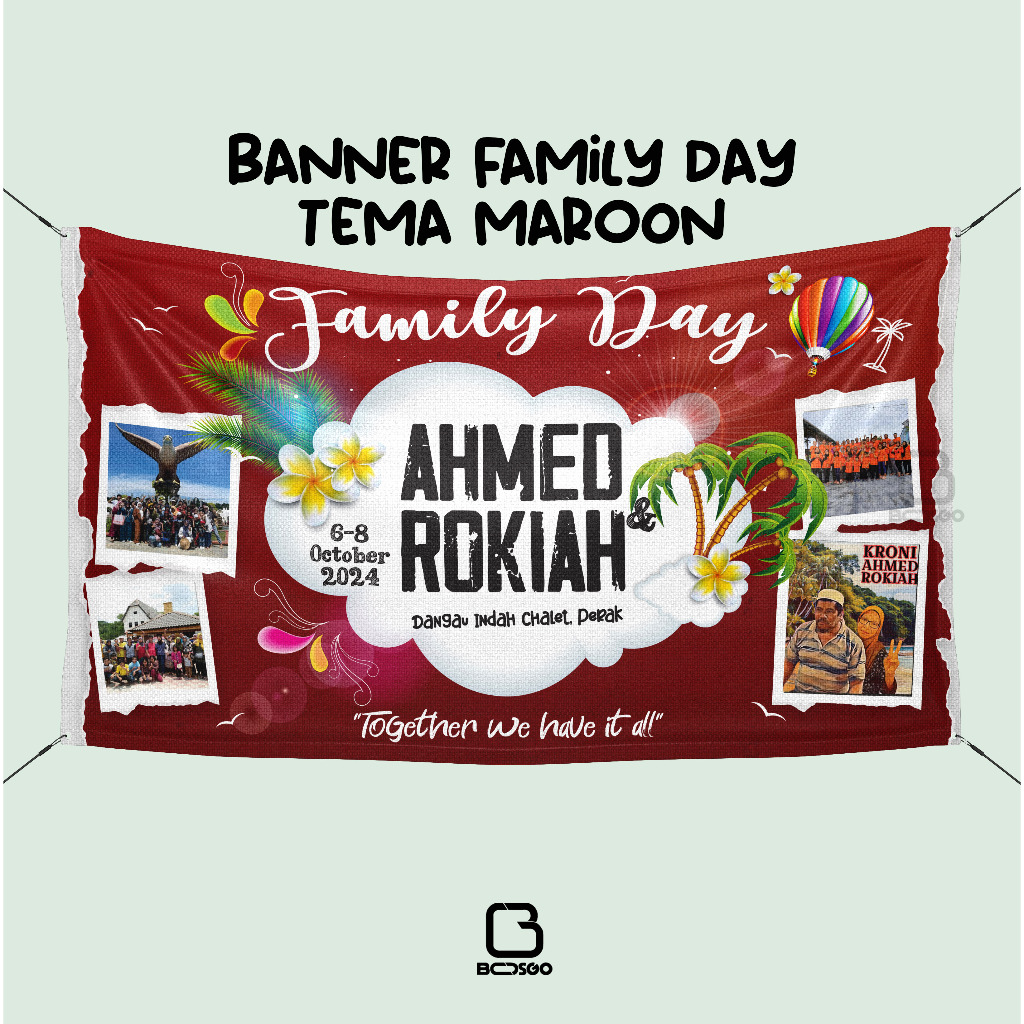 BOSGO PRINTING Banner Family Day/ Banner Hari Keluarga/ boleh tukar nama family- baca description sampai habis