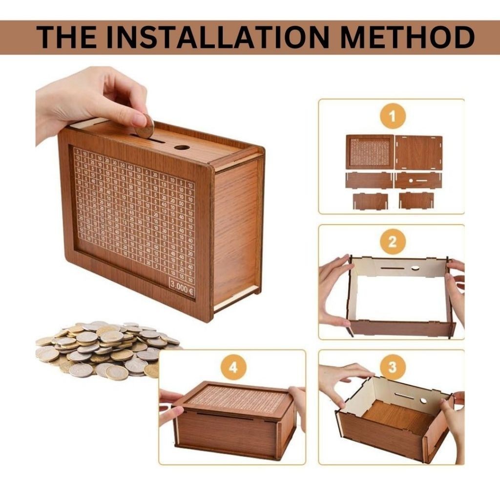 Handmade Reusable Piggy Bank With Number On The Box, Tabung Duit, Saving Planner, Money Bank