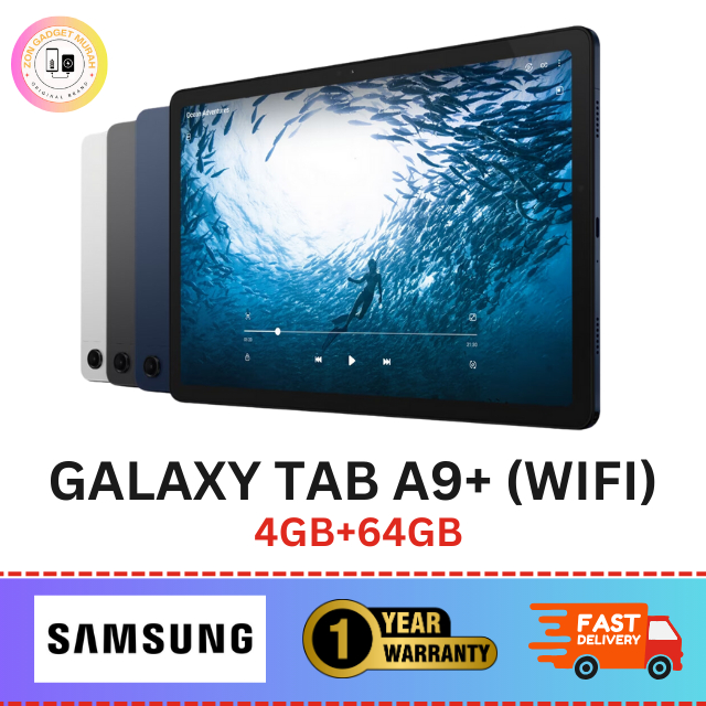 Samsung Galaxy Tab A9+ (4GB+64), 11" Display 90Hz WiFi Tablet, 7040 mAh, Android 13- 1 Year Warranty