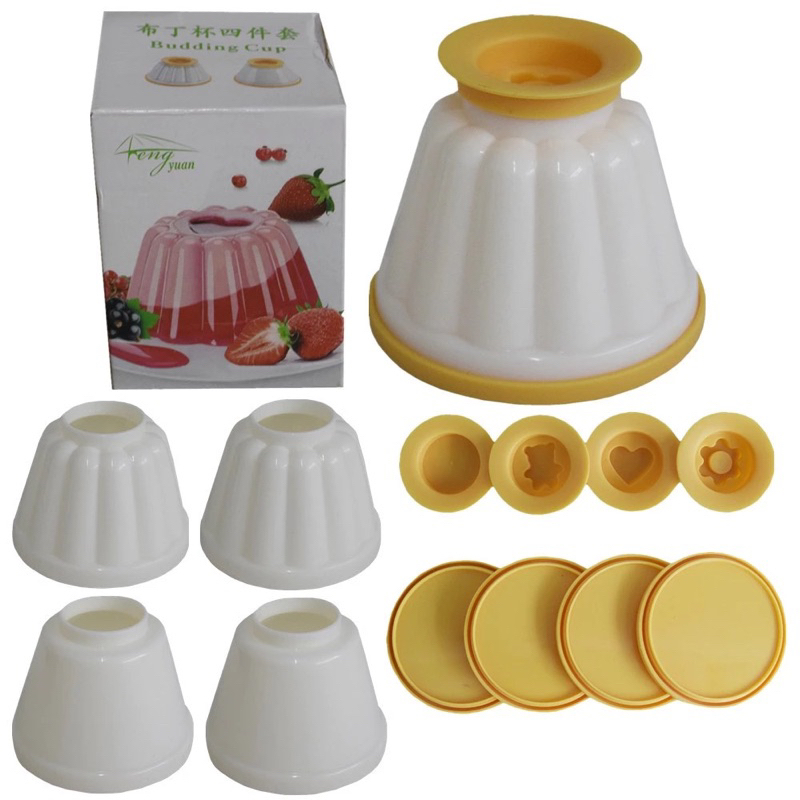 4 Pcs/Set Plastic Dessert Cups Steamed Pudding Mold/Cups Chocolate Molds with Lid Custards Cream Cake Mould