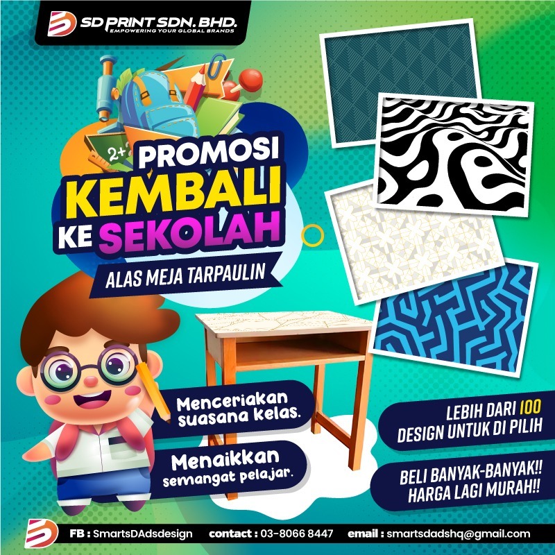 Alas Meja Murid Sekolah Kelas 2026 KIDDO.NEW DESIGN ABSTRACT.