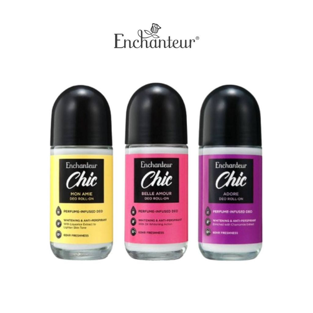 ENCHANTEUR Chic Deo Roll On 50ml| Perfume-infused | 60H Malodour Protection| 48H Anti-perspirant