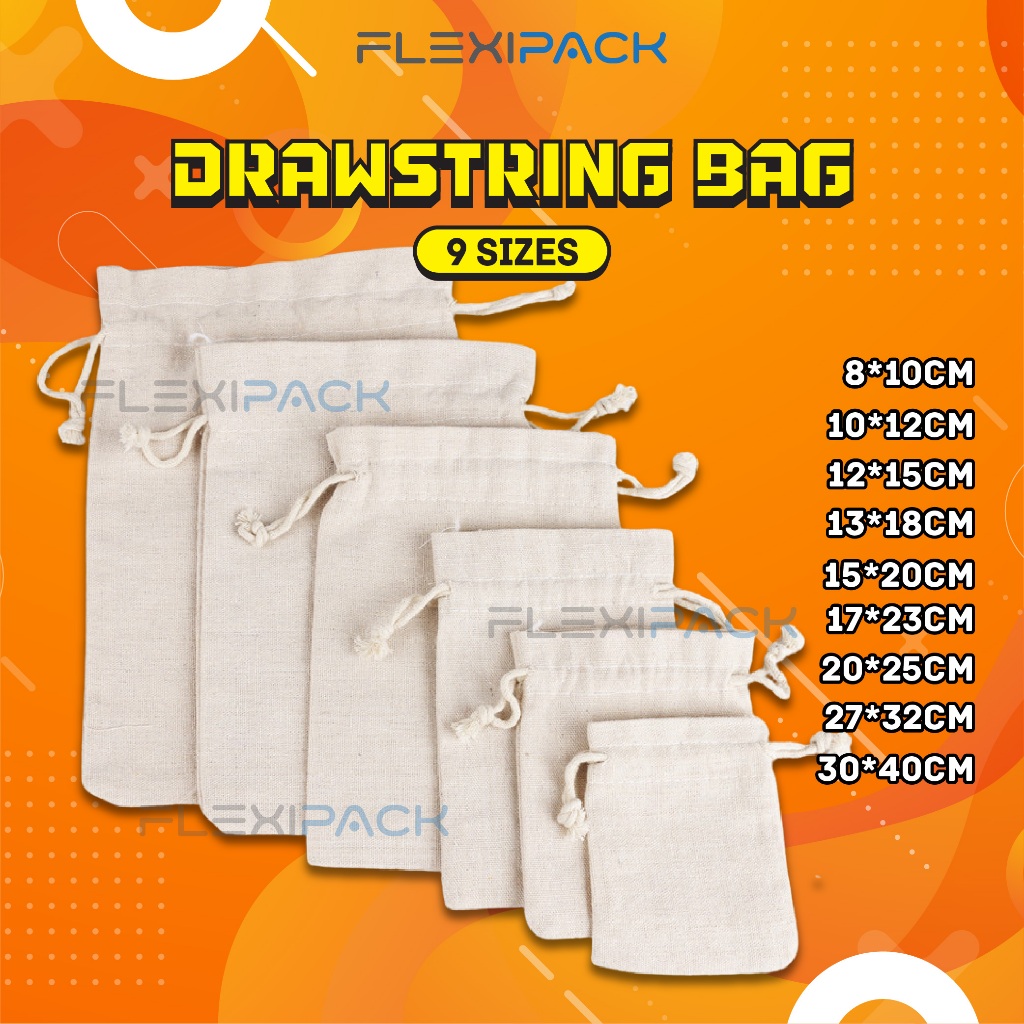 Pouch Drawstring Bag Linen Burlap Beg Mini Serut 麻布袋