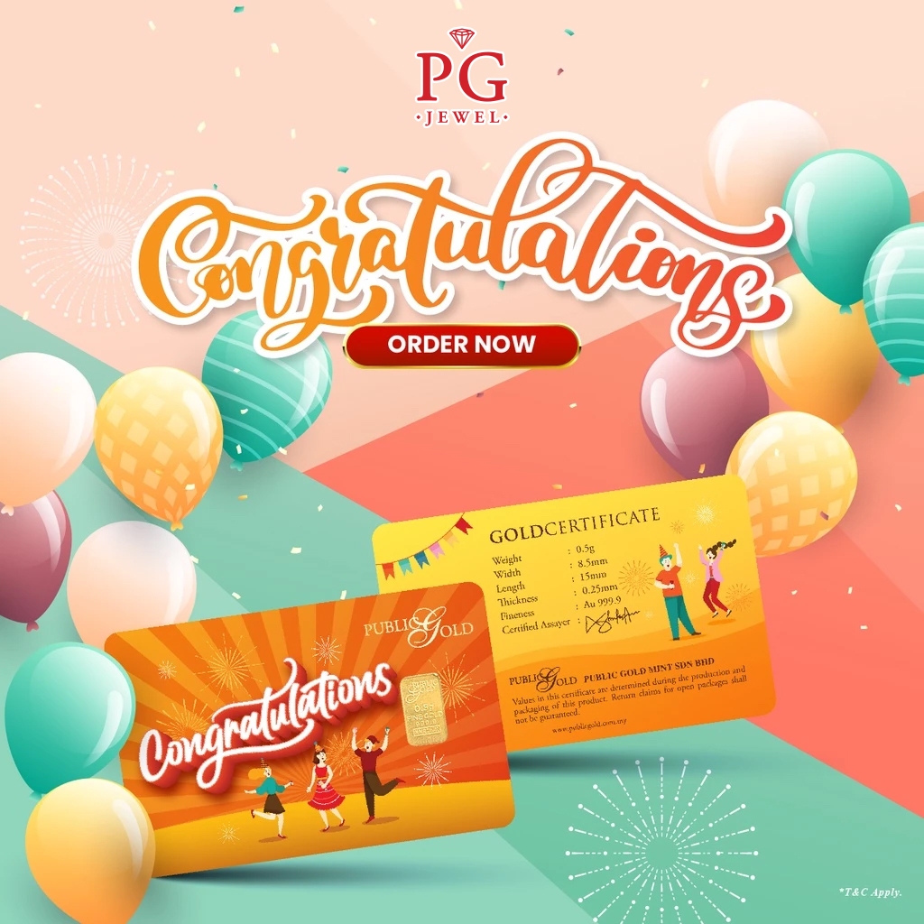 Public Gold Bullion Bar PG 0.5g (Au 999.9) 24K - Congratulations