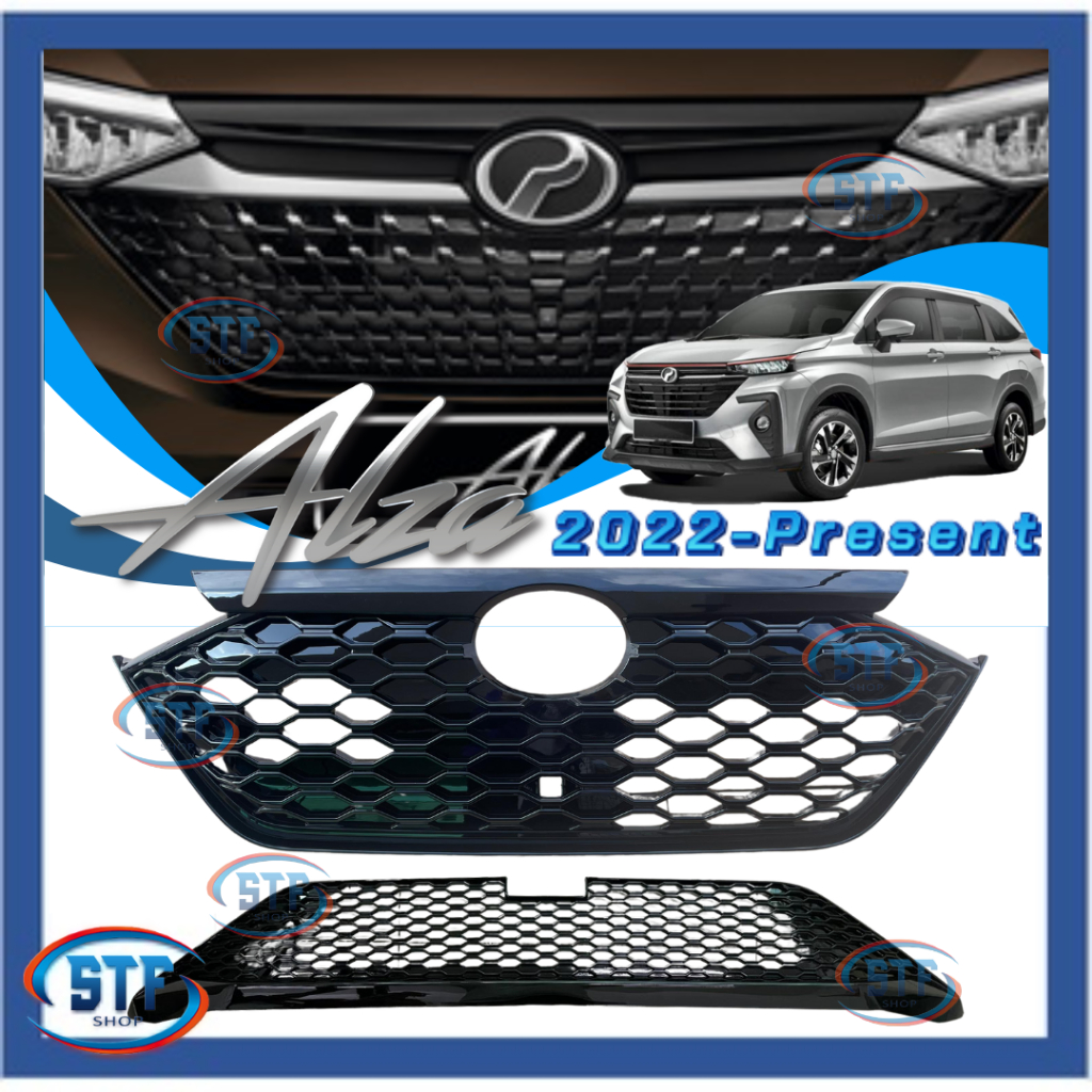 Perodua Alza 2022-2025 New Front Bottom Grill  Glossy Black Grilled Plug And Play Honeycomb