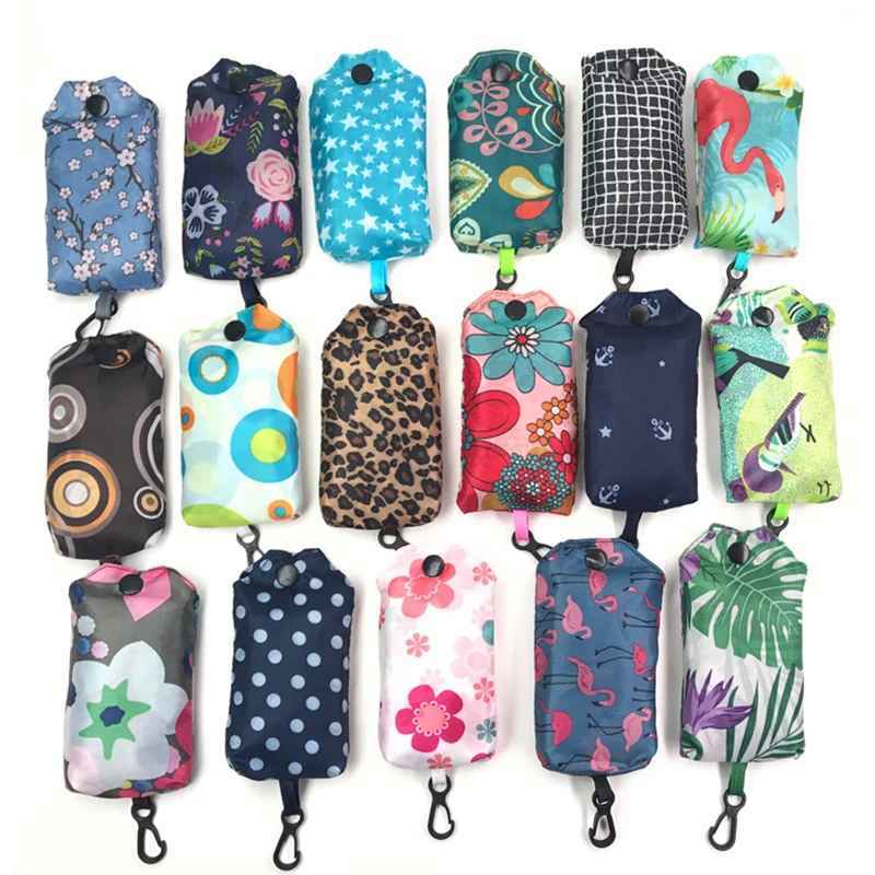 Fashion Printing Foldable Eco-Friendly Shopping Bag Tote Folding Pouch Handbags Convenient