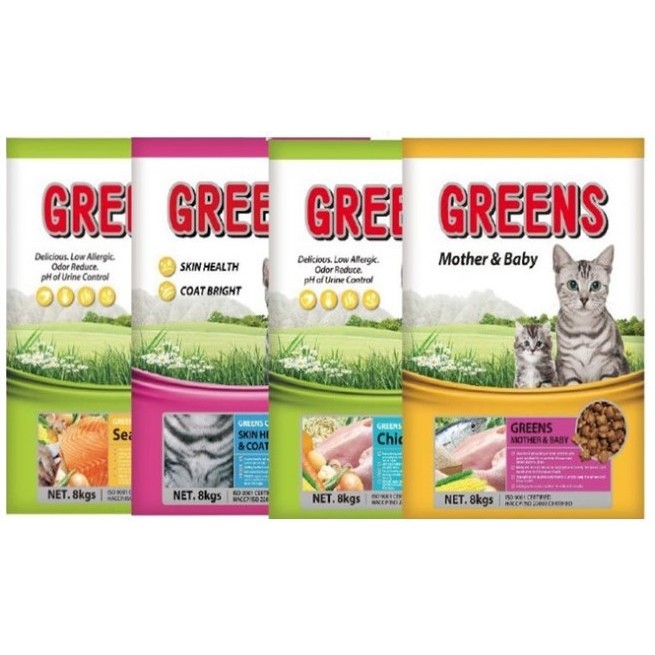 Greens Cat Food Repack - Chicken/Seafood/Skin Coat/Mother Baby - Makanan Kucing (1kg)