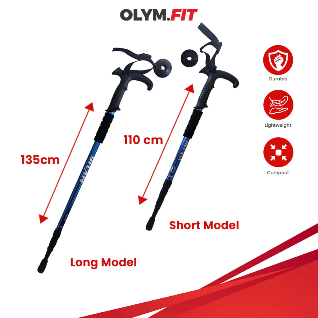 Hiking Stick Light Weight Trekking Pole Anti-Shock Adjustable 爬山 拐杖 Tongkat Cane Stick Outdoor Walking Stick