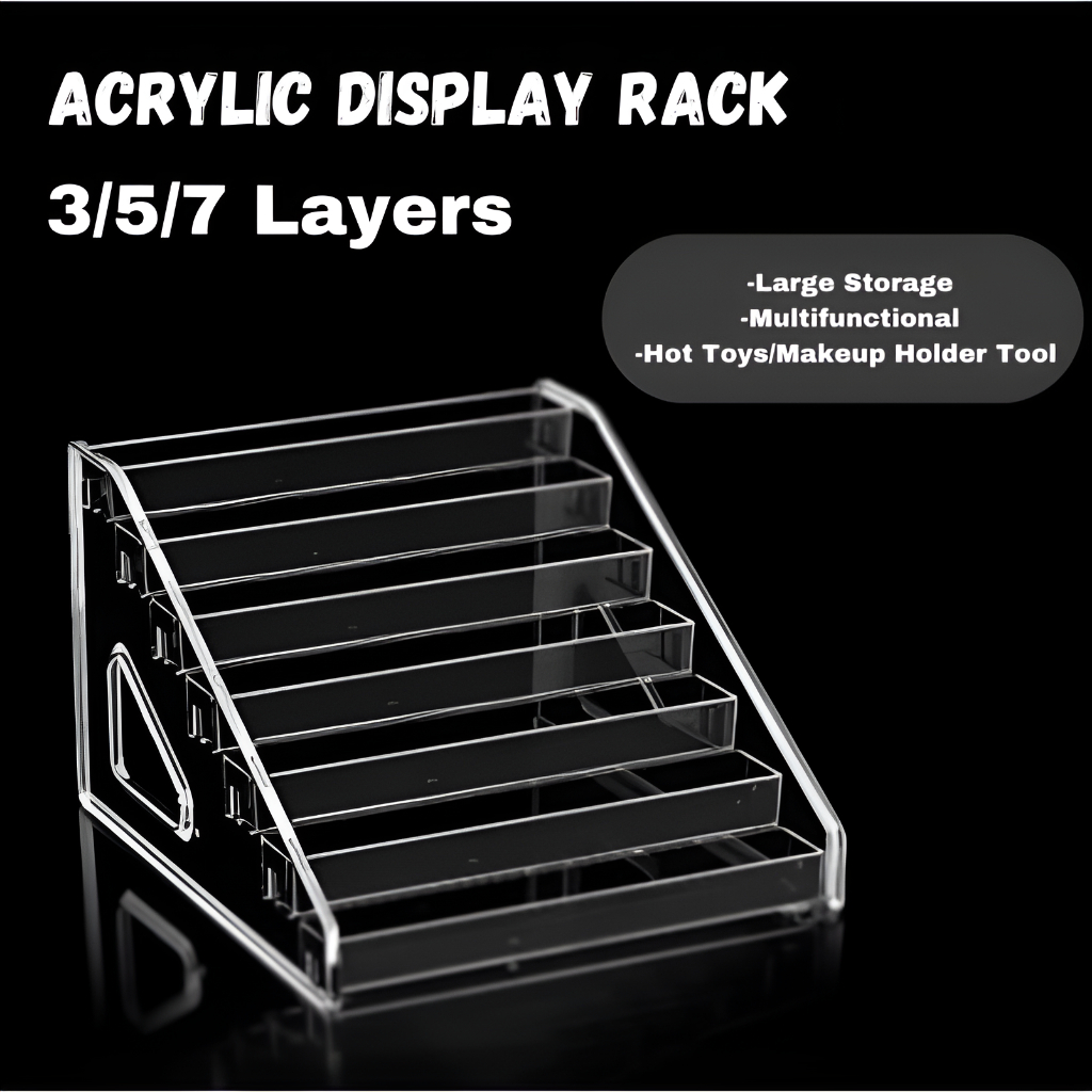 Clear Acrylic Nail Polish Storage Rack Desktop Organizer Box Ladder Display Stand Lipstick Cosmetic Holder 3/5/7 Tier