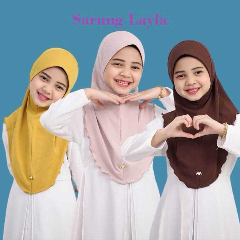 NEW TUDUNG SARUNG LAYLA MOSSCREP BUDAK/ ANAK2