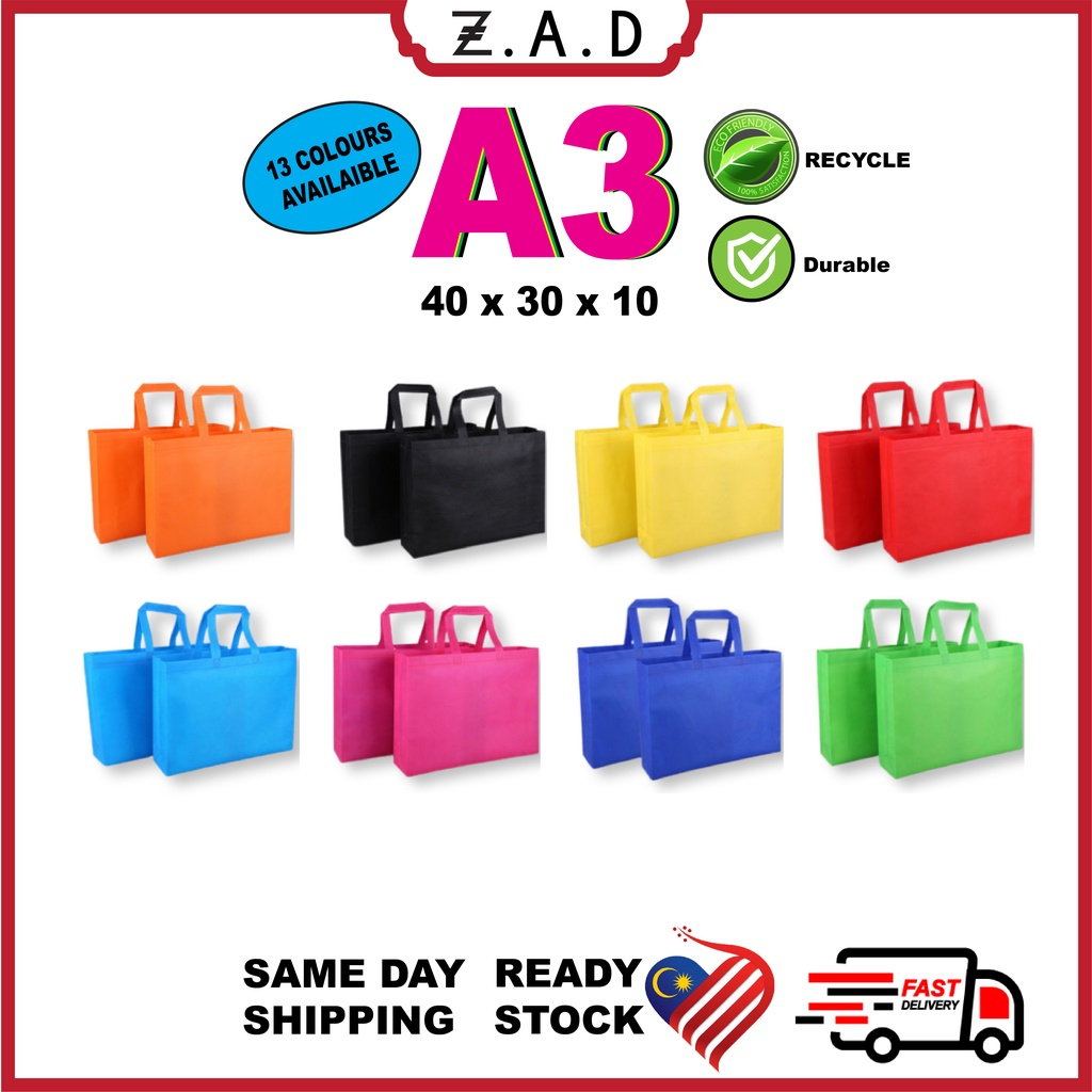 [READY STOCK] Non Woven Bag A3 , Shopping Bag, Eco Friendly Reusable, Tote Bag 24 HRS Shipped NWA3