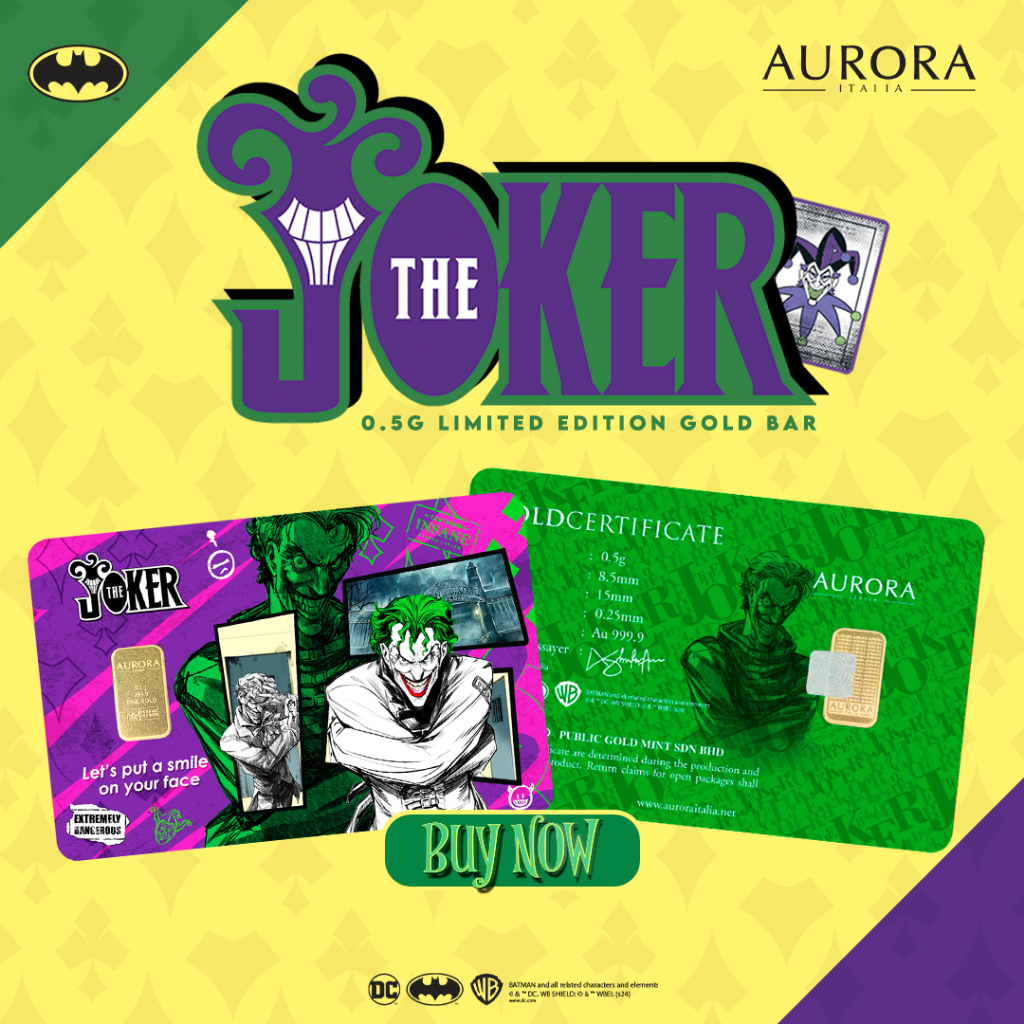 DC x AURORA ITALIA (0.5g) 999.9 Joker Limited Edition Gold Bar 哥谭市小丑限量版黄金卡