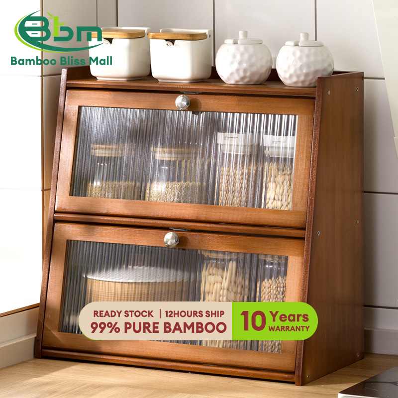 🎁BBM Bamboo Kabinet Kayu Kitchen Cabinet 1/2/3 Layers Storage Rack Seasoning Storage Cabinet 置物架