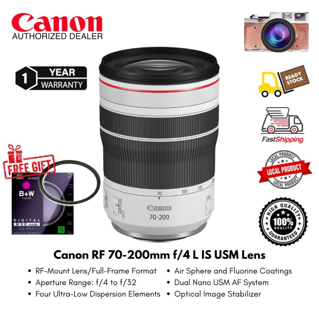 (Canon Malaysia) Canon RF 70-200mm f/4 L IS USM Lens ( 1 Year Warranty )