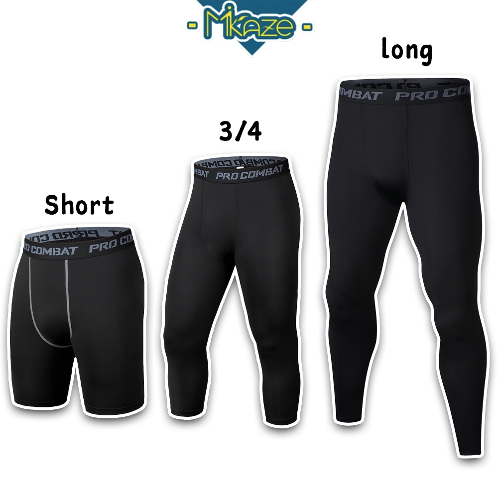 MIKAZE - SHINJI Pro Combat Tight Pant Short 3 Quarter Long Sport Unisex Legging Seluar Lelaki Compression Pants Gym Fit