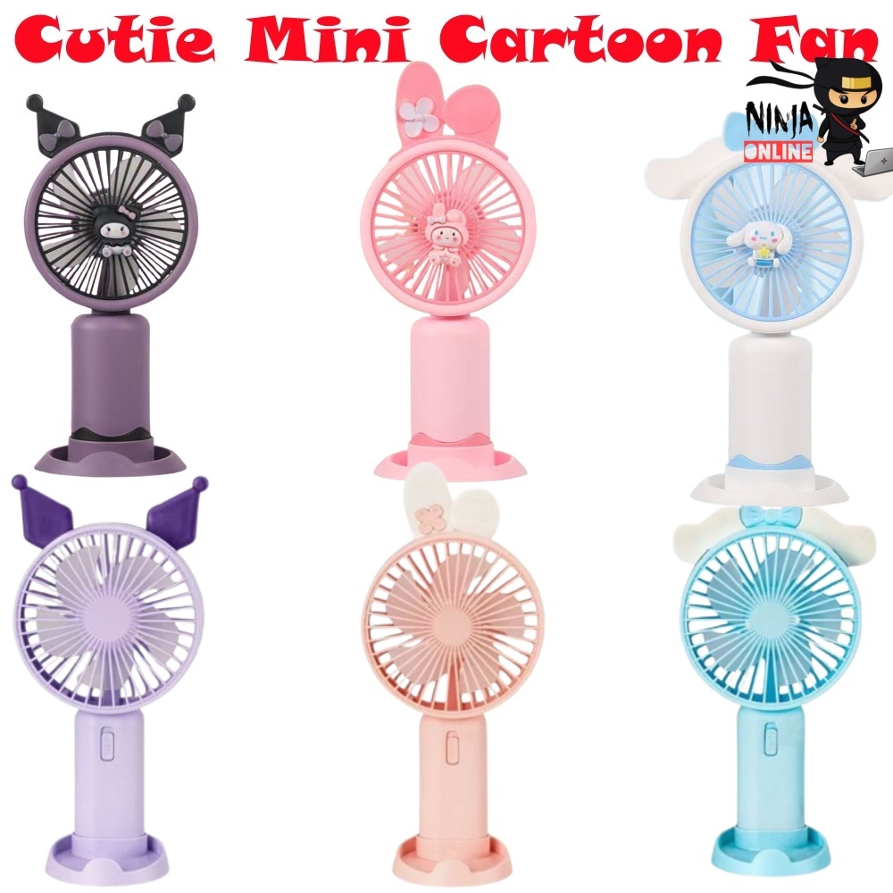 Kipas Tangan Comel Kipas Tangan Portable Hand Table Mini Clip Fan Cartoon Fan Kuromi Kipas sekolah Cute Hand Fan