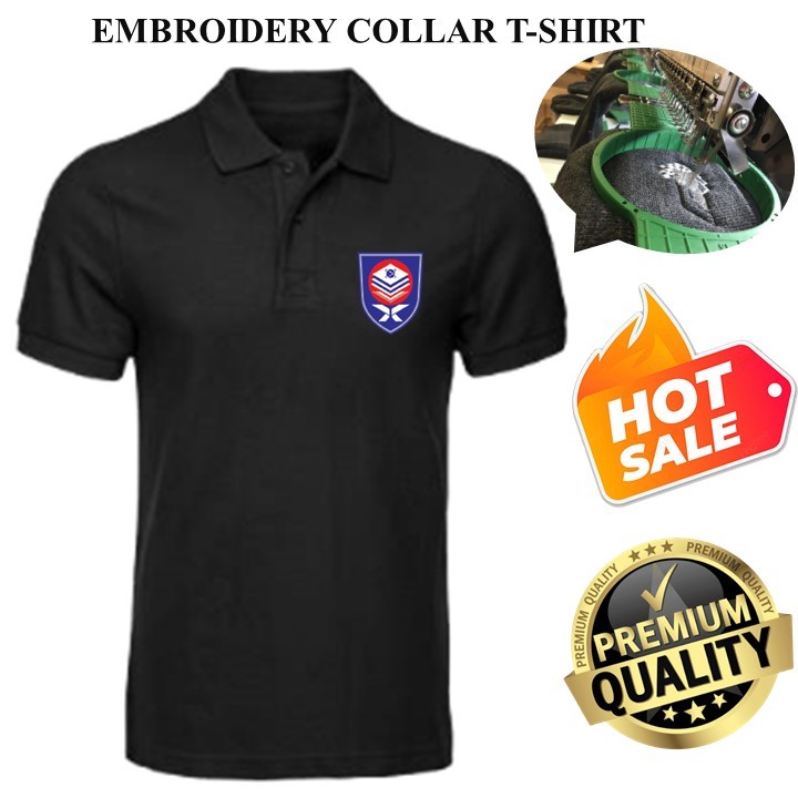 EMBROIDERY SULAM UTHM UNIVERSITI TUN HUSSIEN ONN MALAYSIA LOGO BLACK COLLAR SHIRT