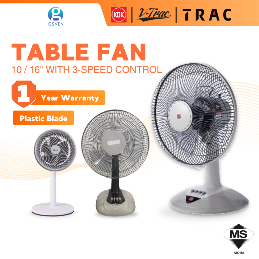 KDK KB404/ VTRAC Table Fans (16"/40cm) / TRAC (10"/25cm) 2 IN 1 Turbo Table Fan Kipas Meja Table