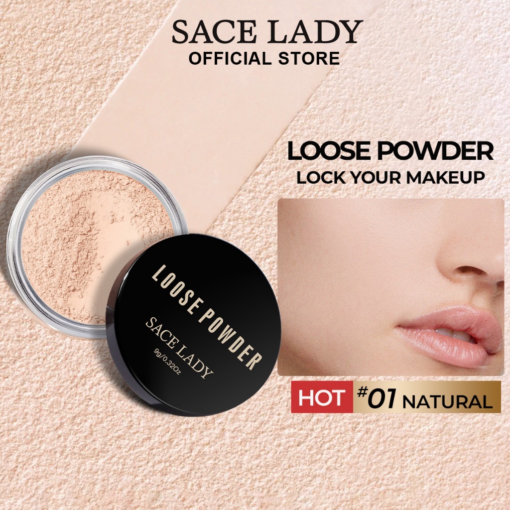 SACE LADY Loose Powder Matte Finish Oil-Control Long-lasting Waterproof Setting Powder With Puff 3 Colors Face Cosmetic