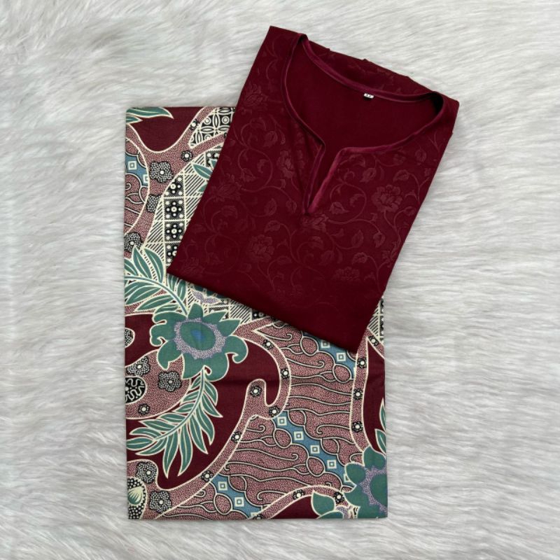 BAJU KEDAH PLAIN COMBO BATIK MANUAL