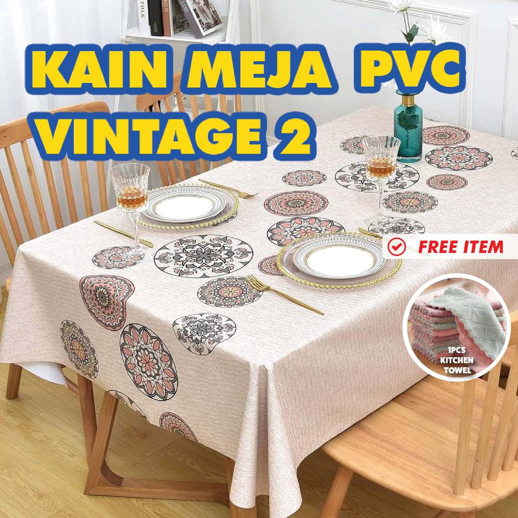 KakiDeco PVC Table Cloth Vintage 2⭐ Water Proof Cover Kain...