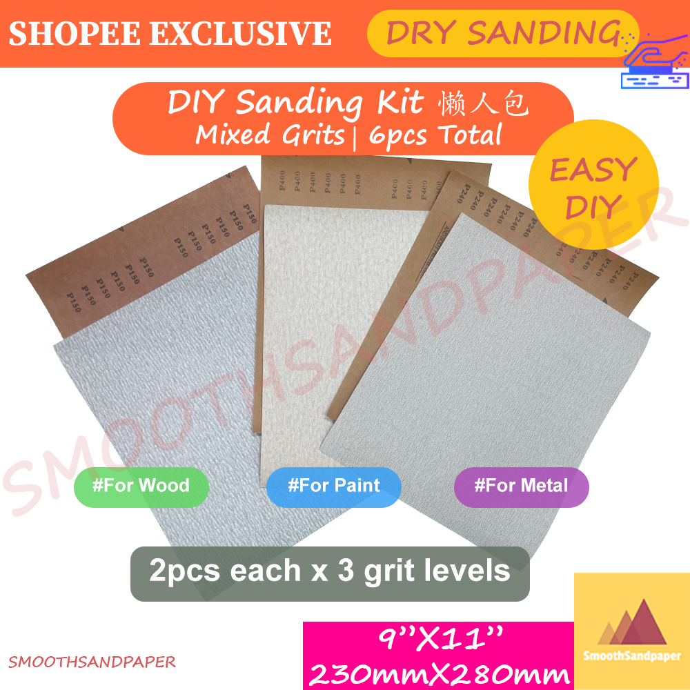 Sandpaper Sheets DIY Starter Kit 懒人包 | Mixed Grit 80-600 | For Wood, Paint, Metal, Car, Wall | Easy Sanding Pack image 2