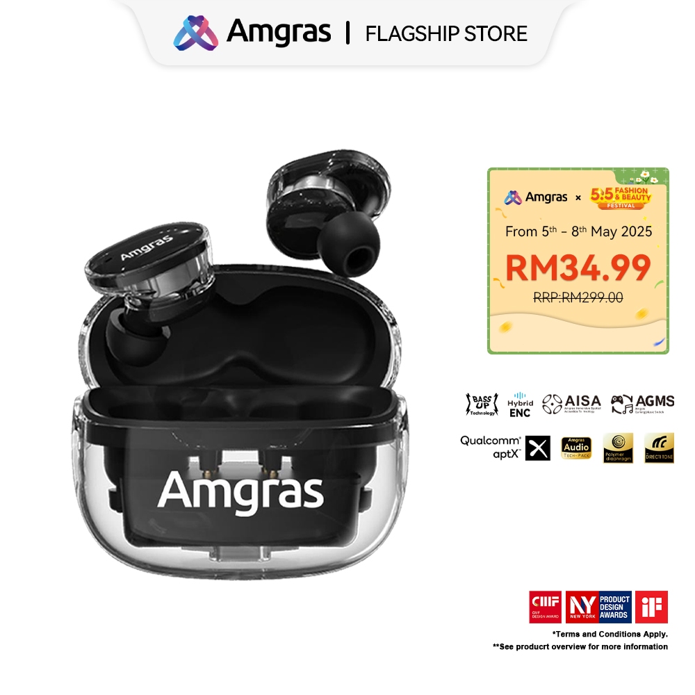 Amgras Future SE2 Transparent Wireless Earbud Gaming ENC Noise Reduction 5.3 Bluetooth Earphone HIFI stereo Super bass