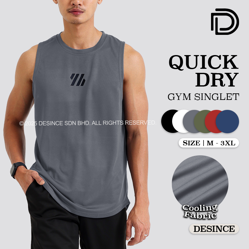 ?? DESINCE Men Gym Singlet Quick Dry Shirt Exercise Sport Tank Top Sleeveless Breathable Baju Singlet Lelaki MT 105