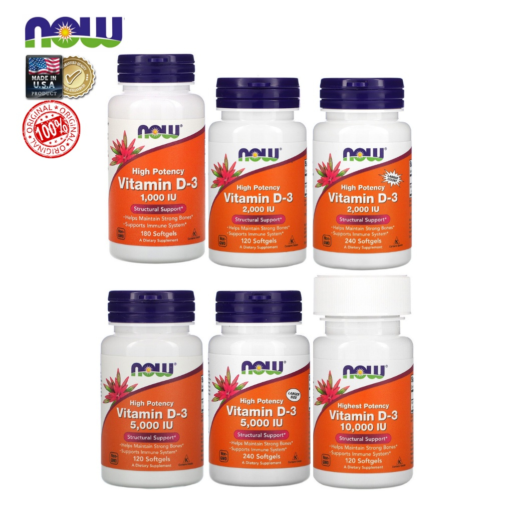 Now Foods, Vitamin D-3 1000 / 2000 / 5000 IU 120 /180 240 / 360 Softgels (Vitamin D3 / D 3 strong bones)- Martin