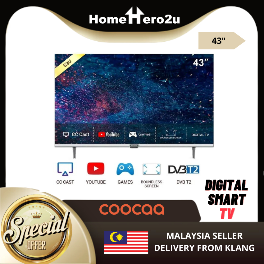 COOCAA S3U Smart TV 32" 40" 43" Full HD LED 2K with DLED, COOLITA OS, Mirroring, Dolby Audio Television - Homehero2u