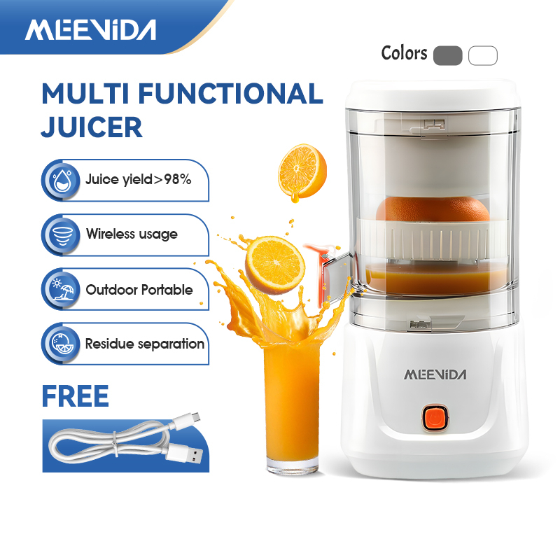 MEEVIDA New Electric Fruit Juicer Wireless Machine Citrus Fruit Blender 2400mAh USB Rechargeable Citrus 榨汁机