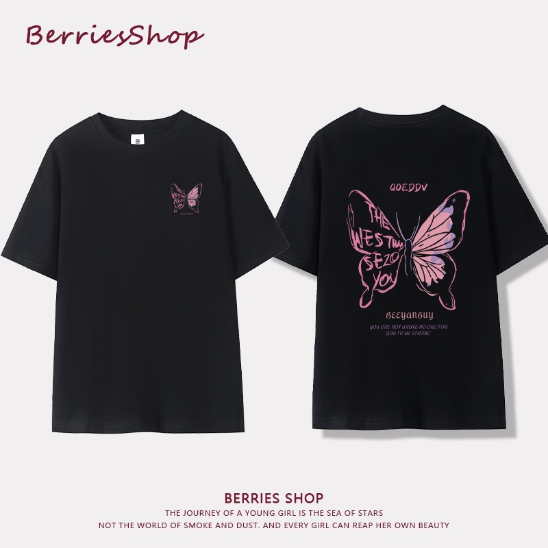 unisex Style 100% Cotton Summer Short Sleeves T Shirt College Style Oversize Shirt Woman Couple top OOTD【COD】2025新款印花t恤