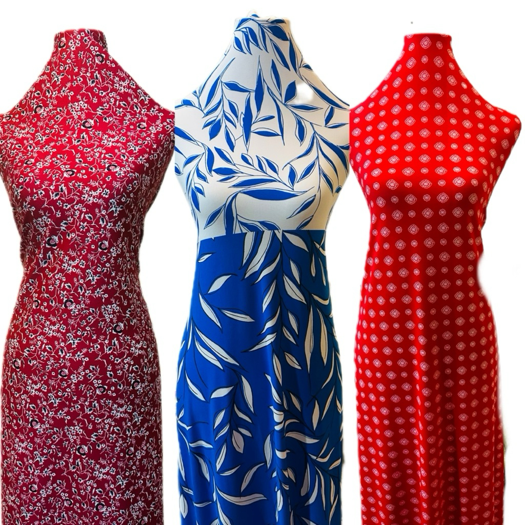 new arrivels kain Lycra dan Mosscrepe printed Korea 320 gsm Bidang 60”