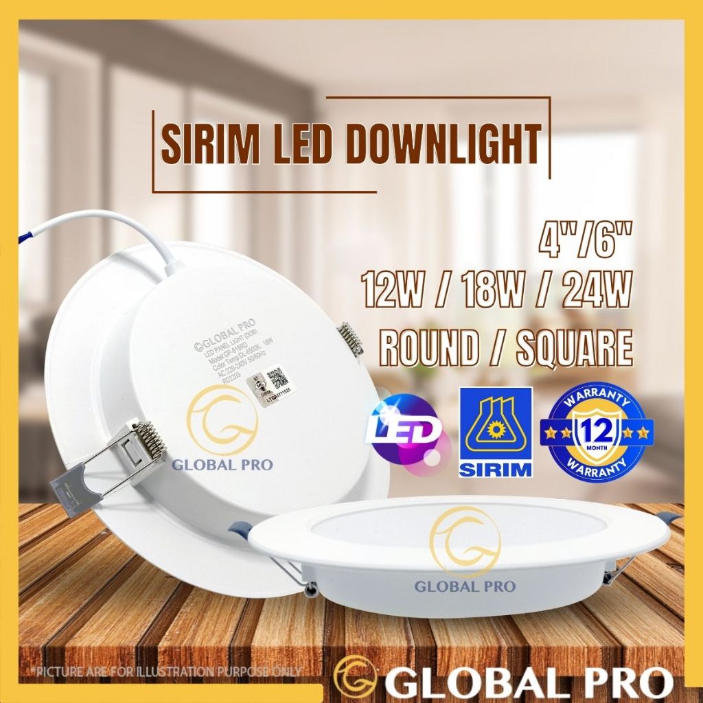 SIRIM LED 6 Inch Down Light LED Downlight Down Light LED Ceiling Light Lampu Down Light Siling LED Down Light 4 Inch