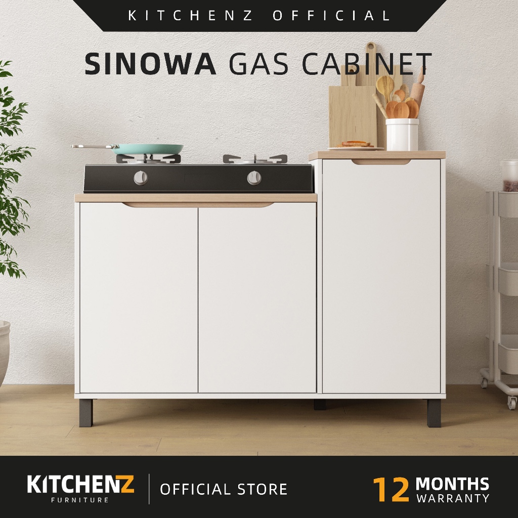 KitchenZ Sabah 3.9FT Sinowa Pro Series Full Melamine Gas Cabinet - HMZ-FN-GC-M808-LH+WT