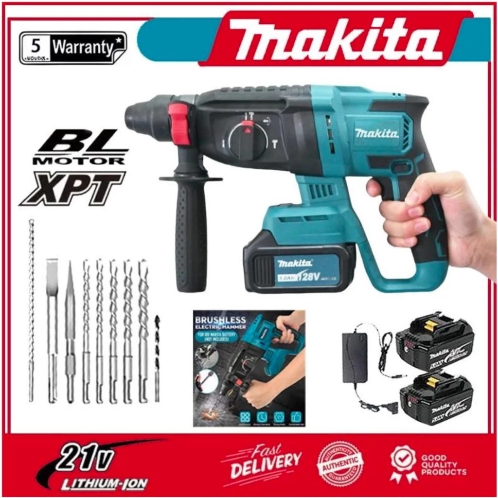 Makita Drill Electric Hammer Dill Rechargeable Battery lmpact Drill Concrete Wall Drilling Mesin Dril Heavy Duty