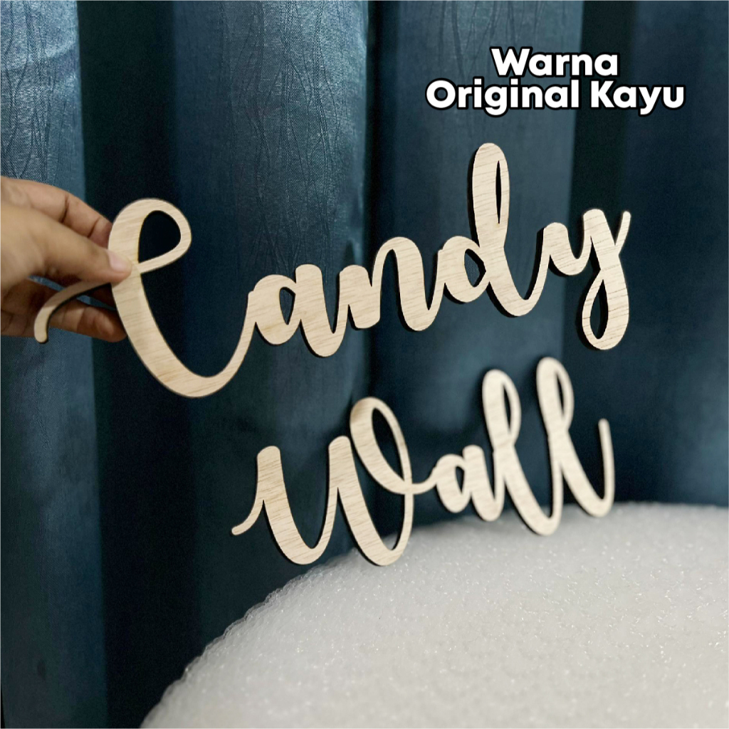 Teks Kayu 3D Laser Cut Tebal 8mm | Tulisan Di Candy Wall | Pintu | Dinding | Custom Nama Logo Hiasan Deko Unik