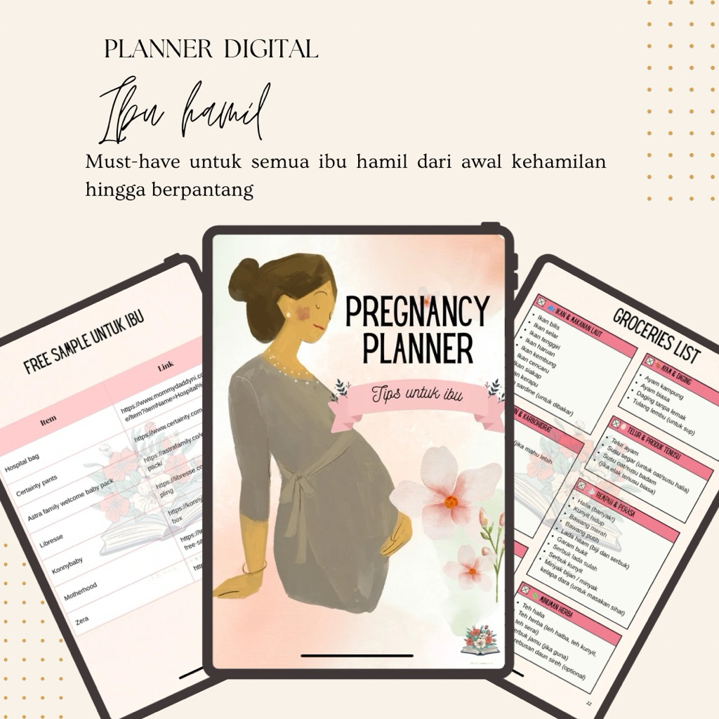 [PDF] Pregnancy Planner | Jurnal Ibu Hamil | Panduan Lengkap kehamilan + Freegift 250 Resepi Bayi & Meal Planner