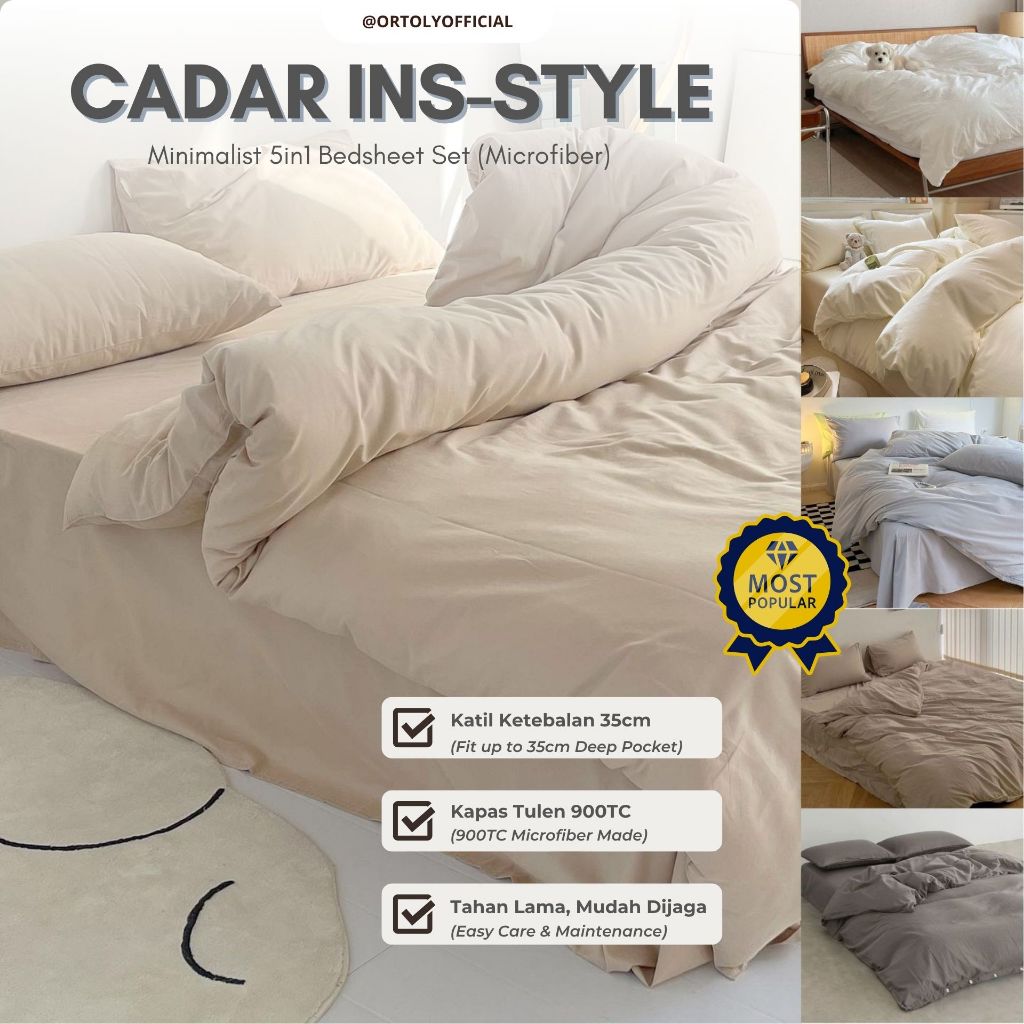 🇲🇾 READY STOCK (Pos Same Day) Muji Style Microfiber Bedsheet Quilt Cover Set Comforter Set 900TC 35CM Fitted Bedsheet