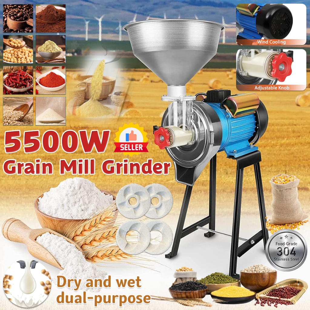 5500W Grain Corn Grinder Machine Dry Grain Poultry Feed Commercial Grinder Mesin Dedak Hancur Serbuk Bijirin Kecil