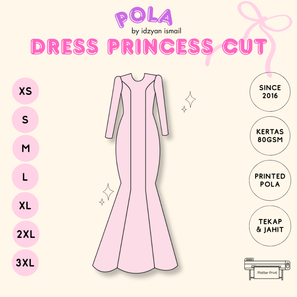 MUDAH JAHIT POLA DRESS PRINCESS CUT POLA DRESS PENGANTIN POLA MENJAHIT DEWASA SEWING PATTERN