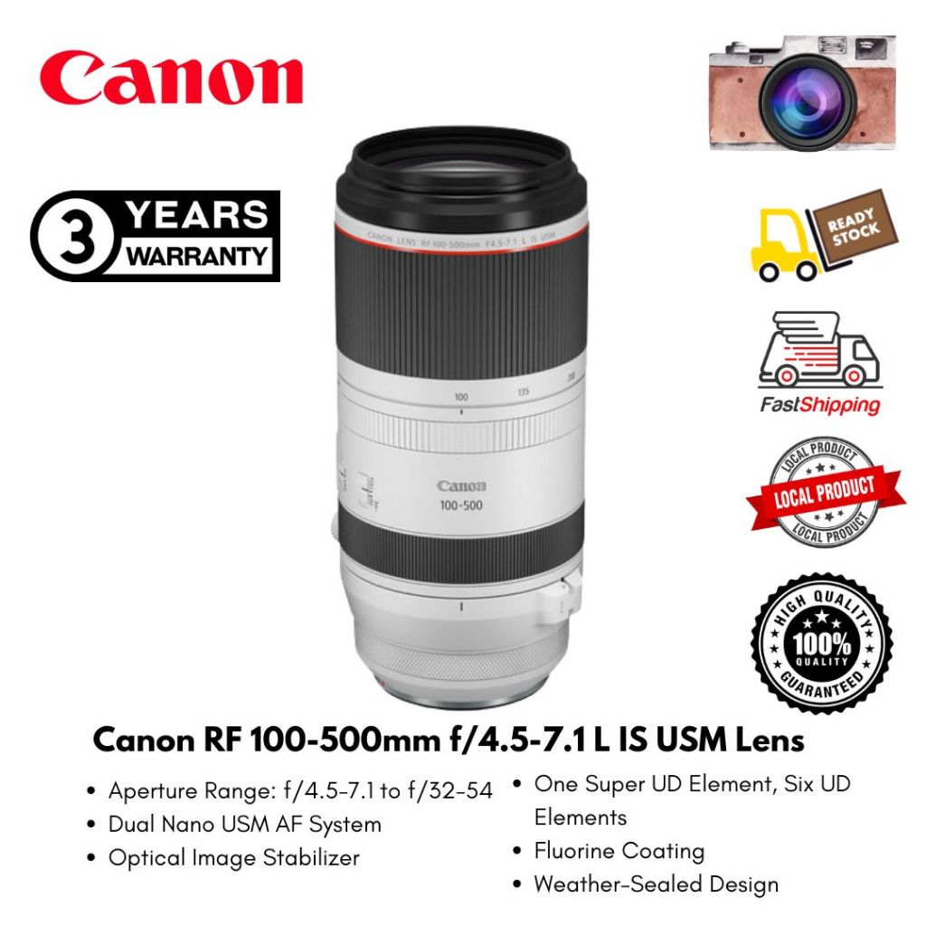 ( Canon Malaysia ) Canon RF 100-500mm f/4.5-7.1 L IS USM Lens ( 3 Year Warranty )