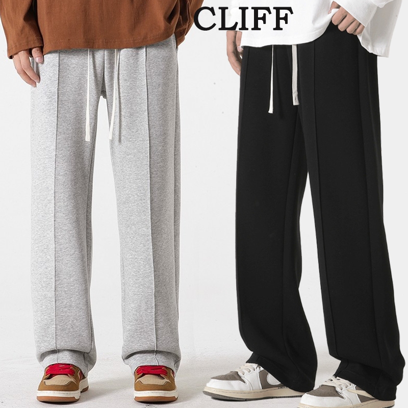 【Tempat Malaysia】CLIFF men seluar panjang lelaki  Summer straight-leg pants are casual and comfortable solid color line