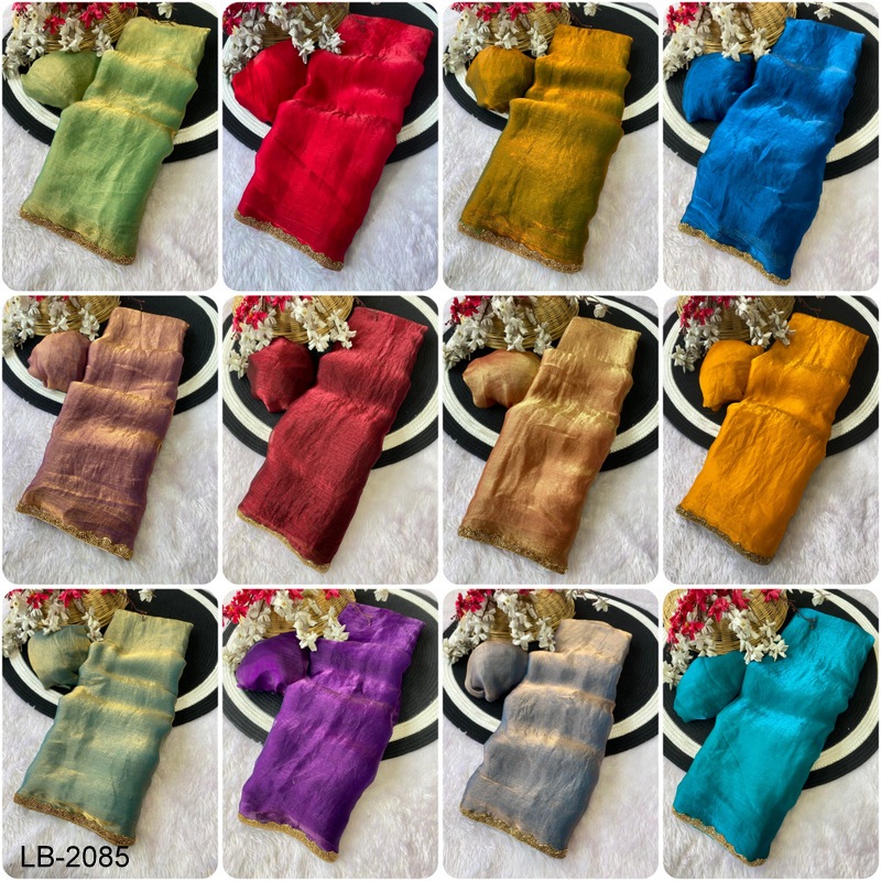 (READY-TO-WEAR-SAREE) Luxury Glow Limited Edition Golden Fendy Chiffon Saree LB-2085