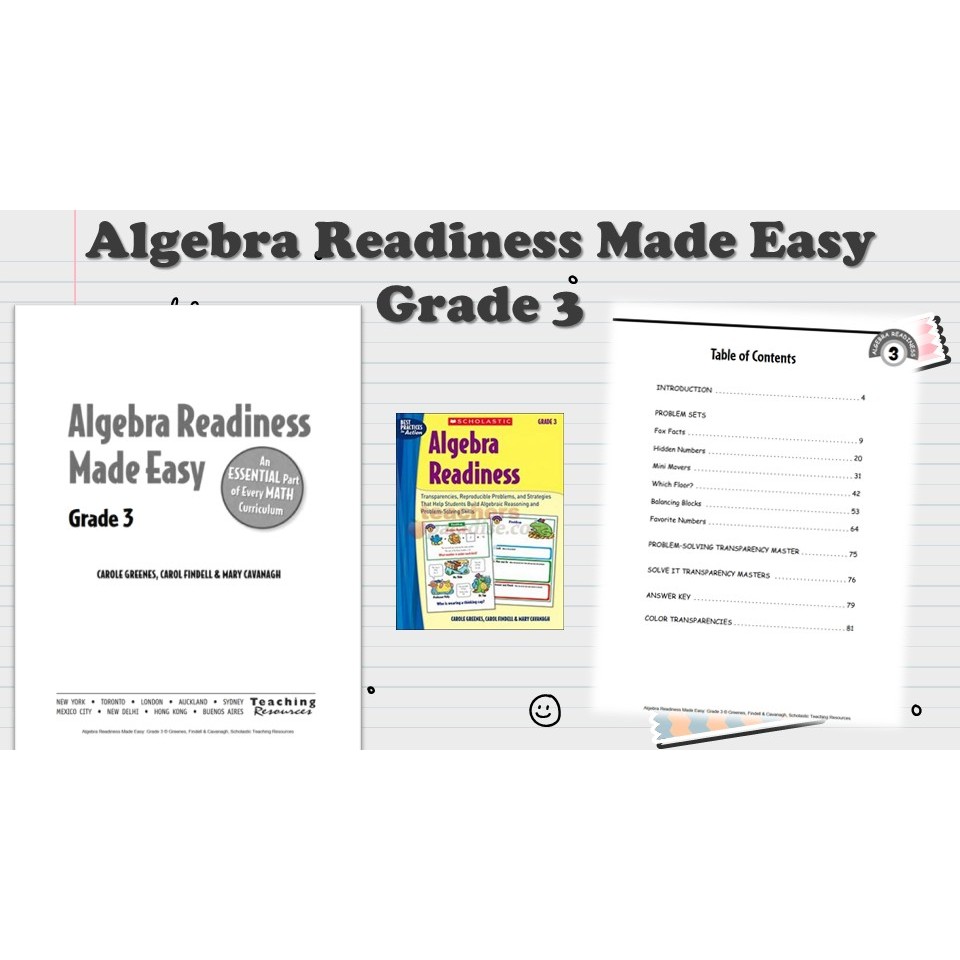 [PRE597] 91 pages Algebra Readiness Made Easy Grade 3 Worksheet PDF version (answer provided)