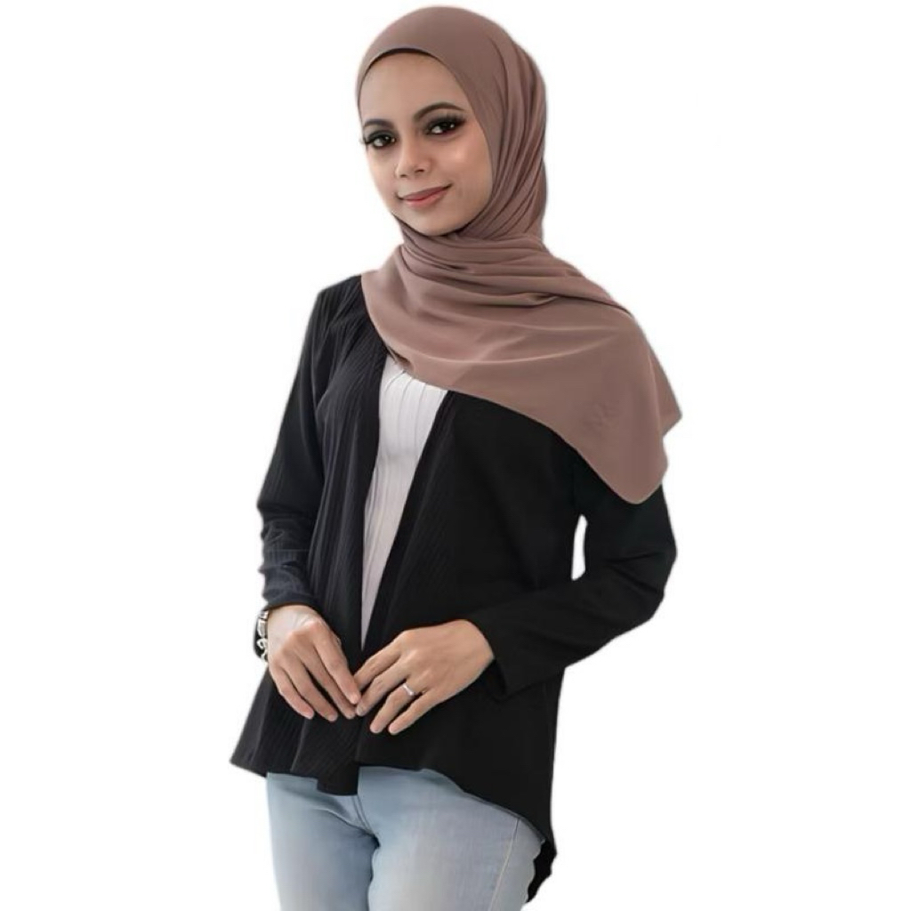 Cardigan mura soft cotton kain memeri (S-6XL)design depan singkat