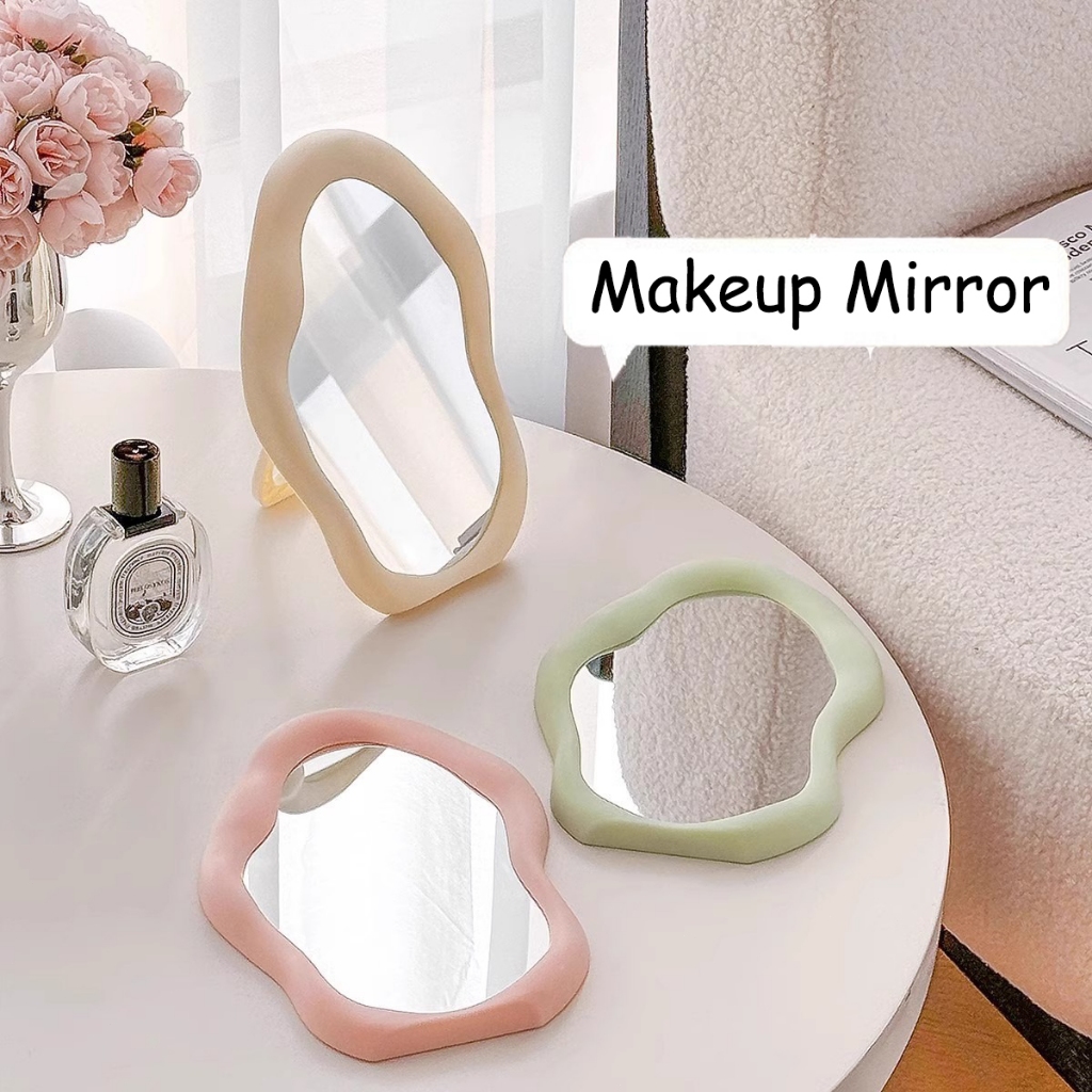 Cream Style Makeup Mirror Decorative Irregular Simple Standing Dresser Mirror Cloud Shaped French Wall Mirror梳妆镜